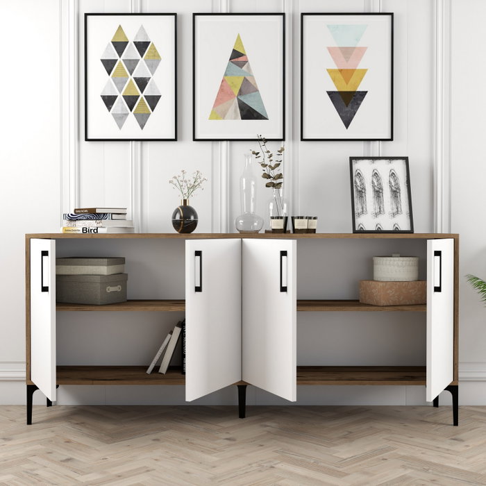 Hanah Home Consola Industrial Kiev Nogal y Blanco